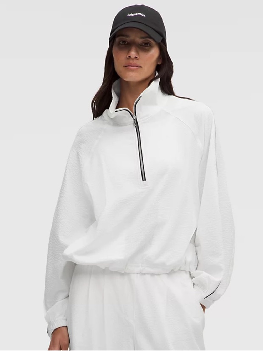 NWT Lululemon Seersucker White Half-Zip Pullover Top Small